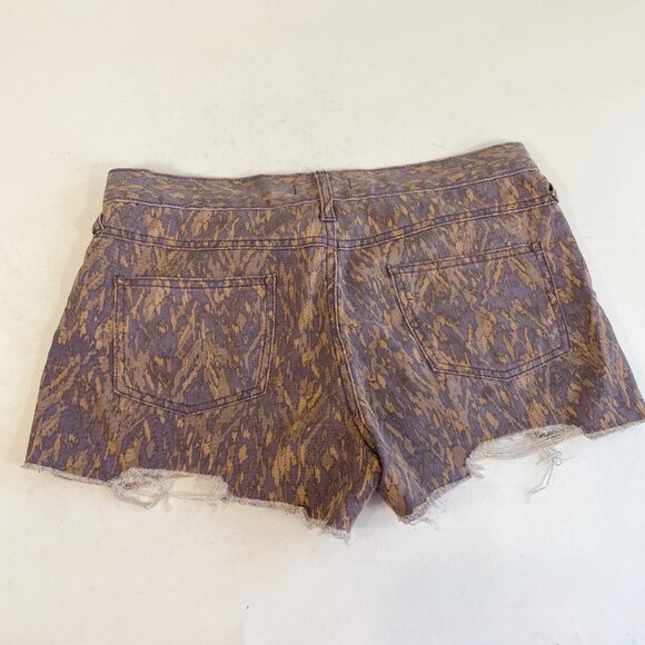Free People Cutoff Frayed Shorts Size 29 Womens Purple Printed Denim Mid Rise - Picture 5 of 10